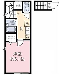 プランドールTC東長崎 2階1Kの間取り