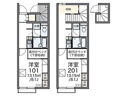 京王高尾線 狭間駅 徒歩11分の賃貸アパート 2階1Kの間取り