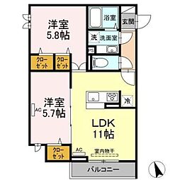 セジュール西台7 3階2LDKの間取り