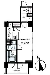 ルモーデ亀戸 4階ワンルームの間取り