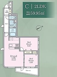 A-3 ASAGAYA Residence 2階2LDKの間取り