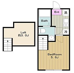 イシュガルド八王子 2階1Kの間取り