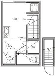 つくばエクスプレス 浅草駅 徒歩10分の賃貸アパート 2階ワンルームの間取り