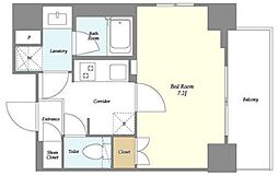 フレシア赤塚新町 4階1Kの間取り
