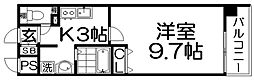 イー・ウエスト 1Kの間取図画像