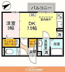 ウィット紀三井寺 1DKの間取図画像