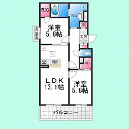 堺市北区東雲東町1丁マンション 2LDKの間取図画像