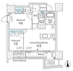 STANDZ四天王寺前夕陽ヶ丘 2LDKの間取図画像