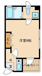 JR山手線 五反田駅 徒歩7分の賃貸マンション 2階1Kの間取り
