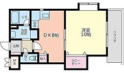 サニーハイツクボタ 1階1DKの間取り