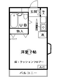 ロジマン菊川 3階ワンルームの間取り
