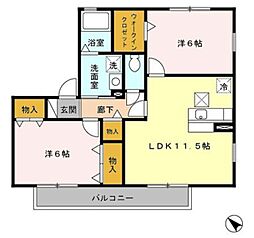 ピュア調 2階2LDKの間取り