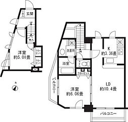 東急田園都市線 三軒茶屋駅 徒歩12分の賃貸マンション 7階2LDKの間取り