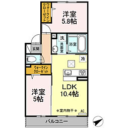 GRAND ARBRE 1階2LDKの間取り