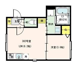 ＴＥＲＲＡＳ Ｋａｓａｉ 3階1LDKの間取り