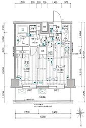 パレステージ六町4 1DKの間取図画像