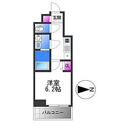 S-RESIDENCE小阪azure 15階1Kの間取り
