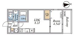 大田区南千束1丁目マンション 1LDKの間取図画像