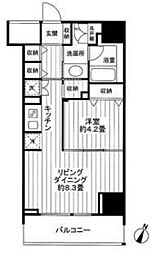 クロスレジデンス高輪 1LDKの間取図画像