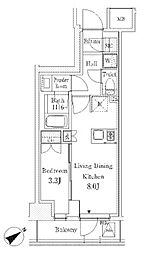 テラス駒込サウス 3階1LDKの間取り