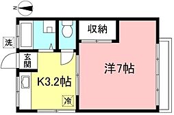 コーポサクラ 2階1Kの間取り
