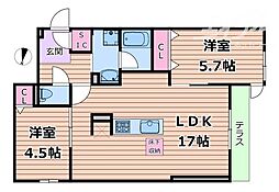 クラシスト瑞光 2LDKの間取図画像