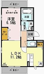 アプロ東小松川 3階1LDKの間取り
