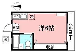 センチュリーもはん 2階ワンルームの間取り