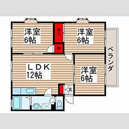 グリーンビレッジ中沢4号棟 1階3LDKの間取り