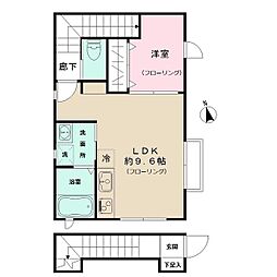シャルモント 2階1LDKの間取り