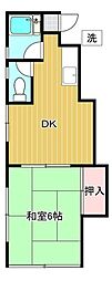 三葉ハイム 1階1DKの間取り