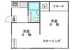 金井荘 1階1Kの間取り