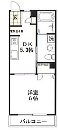 JR横浜線 八王子みなみ野駅 徒歩13分の賃貸アパート 2階1DKの間取り