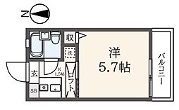 ヴィラ本宿 1Kの間取図画像