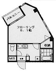ネスト池尻 1Kの間取図画像