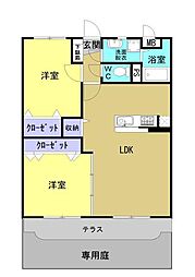 フォレステージ 1階2LDKの間取り