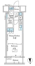 パークアクシス新宿百人町 6階1DKの間取り