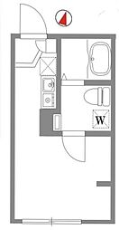 Claudia Senju 2階ワンルームの間取り