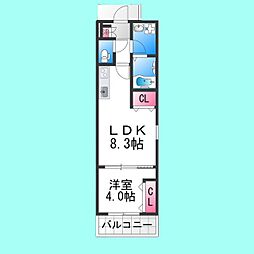 セジュール堺東 1階1LDKの間取り