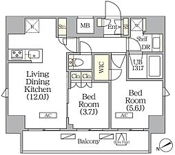 ジオエント町屋 2LDKの間取図画像