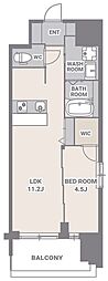 スプランディッド門前仲町 1LDKの間取図画像
