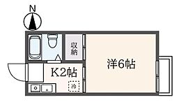 コーポ吉沢 2階1Kの間取り