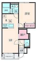 稲城市坂浜アパート 1LDKの間取図画像