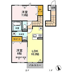 ポワール 2LDKの間取図画像