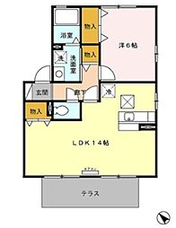 ウィルモア湘南B 1LDKの間取図画像