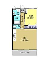 アレーズ姶良 1LDKの間取図画像