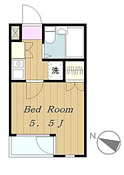 オクトワール相模大野 3階1Kの間取り
