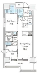 リテラス西日暮里 4階2LDKの間取り