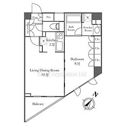 オーキッドレジデンス六本木 1LDKの間取図画像