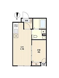 東急池上線 池上駅 徒歩7分の賃貸マンション 2階1LDKの間取り